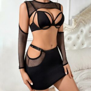 Conjunto Falda Negro Mangas